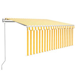 vidaXL Markise Automatisch mit Rollo LED Windsensor 3,5x2,5m Gelb Wei&szlig;