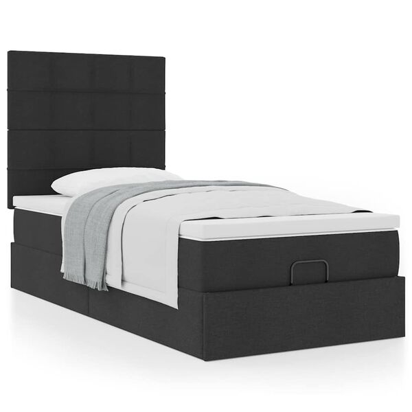 vidaXL Ottoman-Bett mit Matratze Schwarz 80x200 cm Stoff