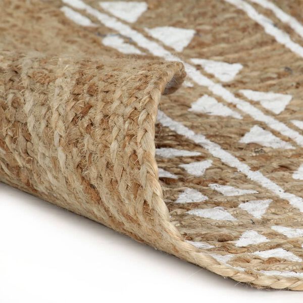 vidaXL Teppich Handgefertigt Jute mit weißem Aufdruck 150 cm