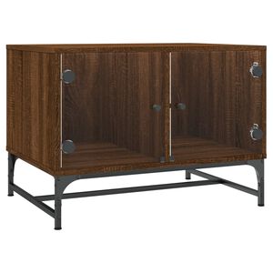 vidaXL Couchtisch mit Glast&uuml;ren Braun Eichen-Optik 68,5x50x50 cm