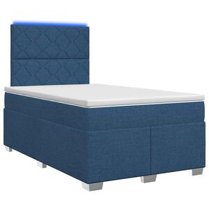vidaXL Boxspringbett mit Matratze mit Kopfteil Blau 120 x 200 cm Stoff