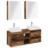 vidaXL Badezimmerm&ouml;bel-Set 5 pcs Altholz Ingenieurholz und Glas