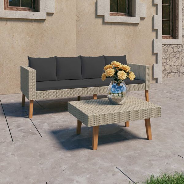 vidaXL 2-tlg. Garten-Lounge-Set mit Auflagen Poly Rattan Beige