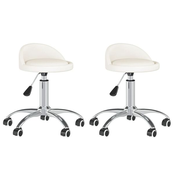 vidaXL Esszimmerst&uuml;hle 2 Stk. Drehbar Wei&szlig; Kunstleder