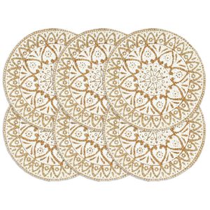 vidaXL Tischsets 6 Stk. Wei&szlig; 38 cm Rund Jute