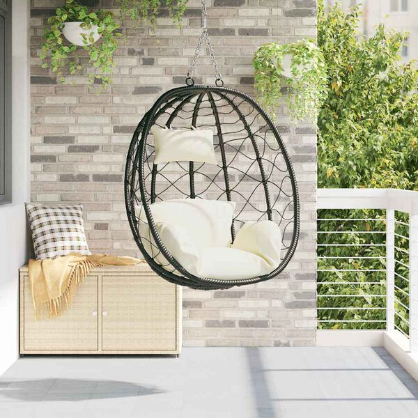 vidaXL H&auml;ngendes Ei-Stuhl Cremewei&szlig; 91,5 x 60 x 110 cm Poly-Rattan