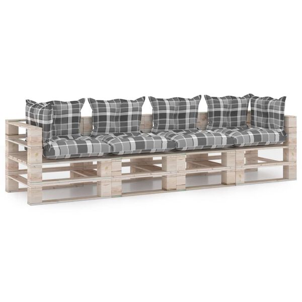 vidaXL Garten-Palettensofa 4-Sitzer mit Kissen Kiefernholz