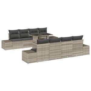 vidaXL Gartensofa-set mit Kissen 9 pcs Hellgrau und Dunkelgrau