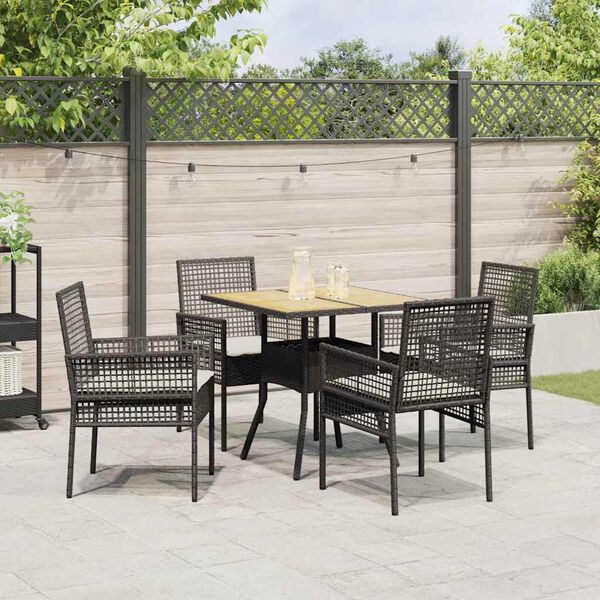 vidaXL Garten Essgruppe 5 pcs Schwarz Poly-Rattan