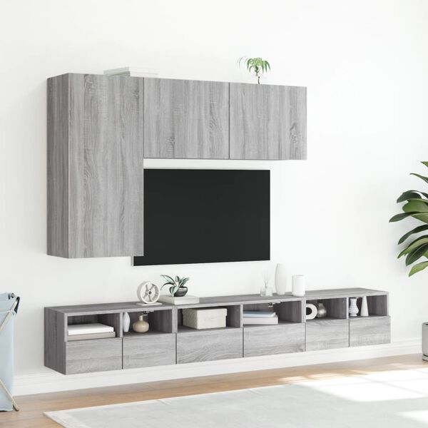 vidaXL TV-Wandschr&auml;nke 2 Stk. Grau Sonoma 60x30x30 cm Holzwerkstoff
