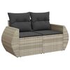 vidaXL 5-tlg. Garten-Sofagarnitur mit Kissen Hellgrau Poly Rattan