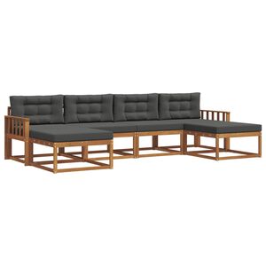 vidaXL Outdoor-Sofagarnitur mit Kissen 6 pcs Natur und Anthrazit