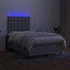 vidaXL Boxspringbett mit Matratze & LED Hellgrau 120x200 cm Stoff