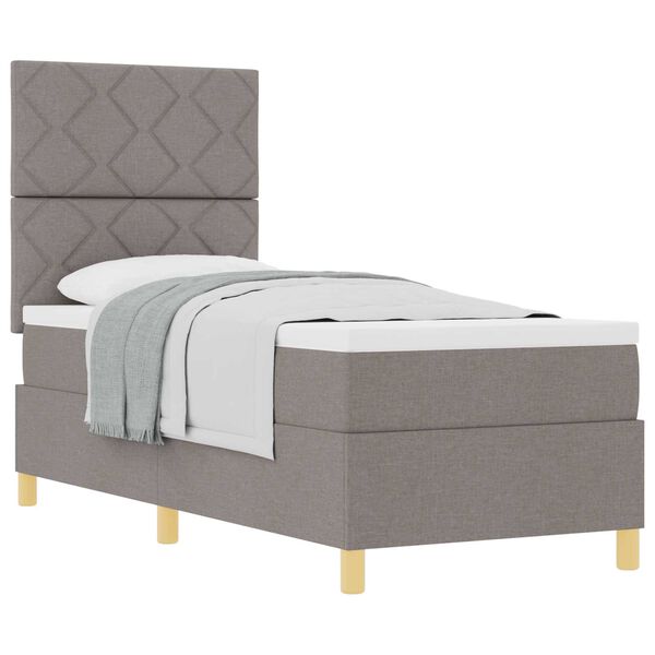 vidaXL Boxspringbett mit Matratze mit Kopfteil Taupe 80 x 200 cm Stoff