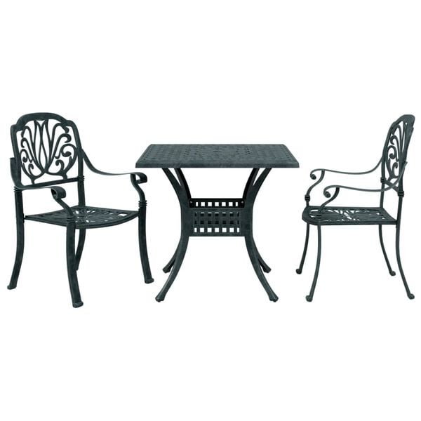 vidaXL 3-tlg. Bistro-Set Gr&uuml;n Aluminiumguss