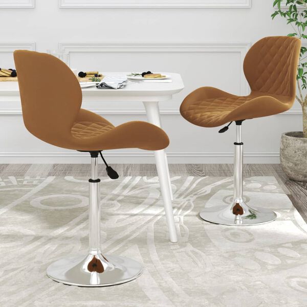 vidaXL Esszimmerst&uuml;hle 2 Stk. Drehbar Braun Samt
