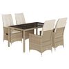 vidaXL 5-tlg. Garten-Essgruppe mit Kissen Beige Poly Rattan