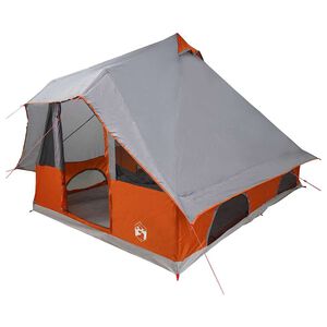 vidaXL Tipi Zelt mit Dach Grau und Orange 358 x 296 x 258 cm Taft