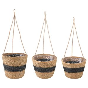 vidaXL Seegras Pflanzenk&ouml;rbe 3 pcs Nat&uuml;rlich und Schwarz &Oslash;26 x 19 cm