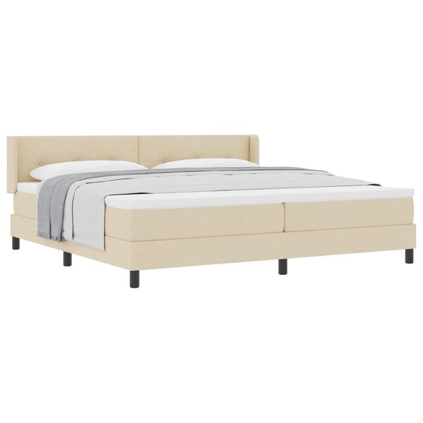 vidaXL Boxspringbett mit Matratze Creme 200 x 200 cm Polyester