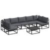 vidaXL Garten-Sofa-Set mit Kissen 8 pcs Schwarz Aluminium