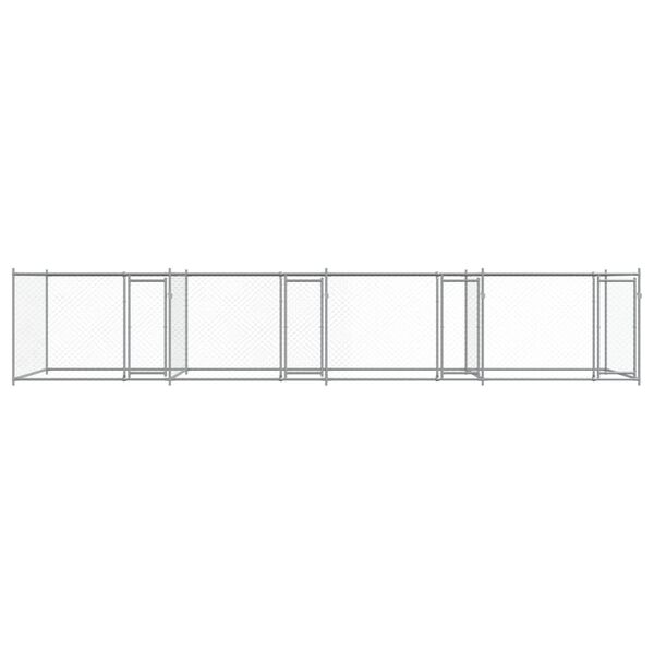 vidaXL Hundezwinger mit Türen Grau 8x2x1,5 m Verzinkter Stahl