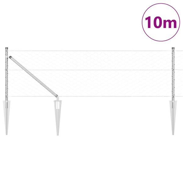 vidaXL Zaunpfosten Silber 10 x 0,6 m (50 mm Maschen) Stahl