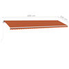 vidaXL Markise Manuell Einziehbar mit LED 600x300 cm Orange Braun