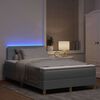 vidaXL LED Boxspringbett mit Matratze Hellgrau 120 x 200 cm Stoff