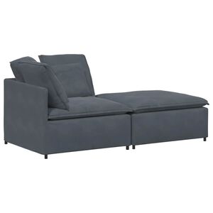 vidaXL Modulares Sofa mit Fu&szlig;hocker Kissen Samt Dunkelgrau