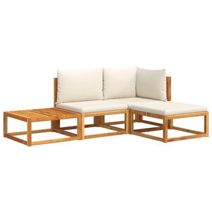 vidaXL 4-tlg. Gartensofa-Set mit Kissen Holz Akazie & Rattan