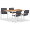 vidaXL 5-tlg. Garten-Essgruppe Teak Massivholz und Edelstahl