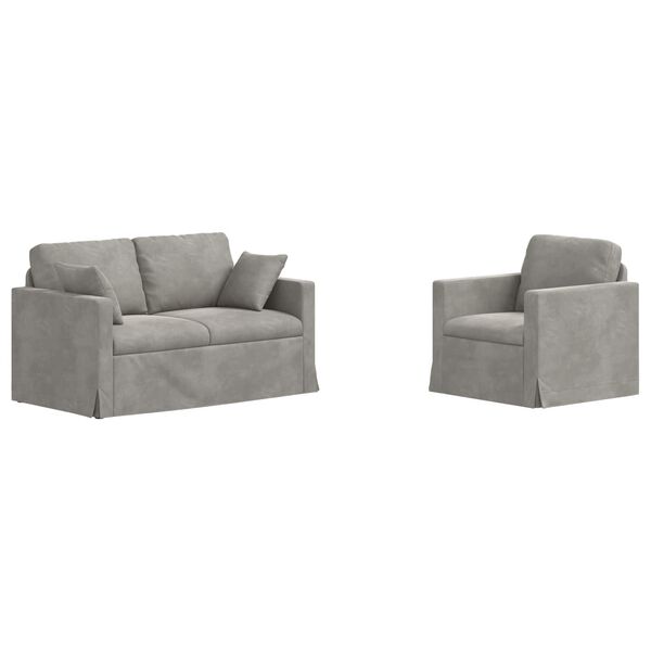 vidaXL Sofa 2 pcs Hellgrau