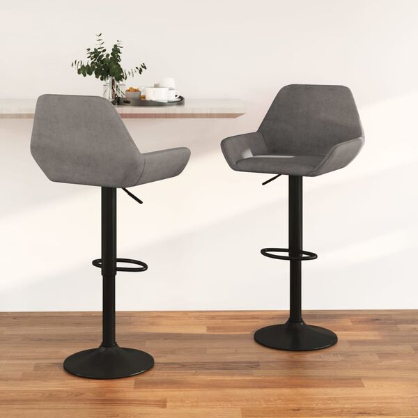 vidaXL Barhocker 2 Stk. Hellgrau Samt
