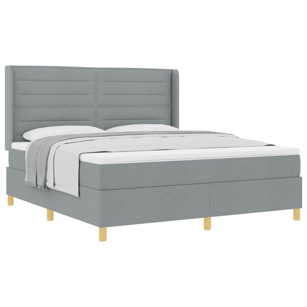 vidaXL Boxspringbett mit Matratze Hellgrau 180 x 200 cm Stoff