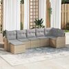 vidaXL Garten-Sofa-Set mit Kissen 7 pcs Beige und Hellgrau Poly Rattan