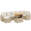 vidaXL 8-tlg. Garten-Sofagarnitur mit Kissen Beige Poly Rattan