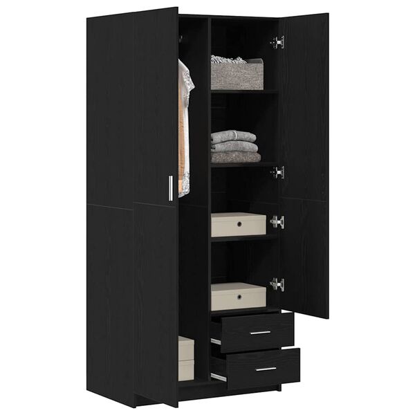 vidaXL Kleiderschrank mit T&uuml;r Schwarz Eichen-Optik 80 x 52 x 180 cm