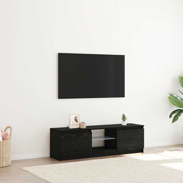 vidaXL TV-Schrank mit LED-Leuchten Schwarz Eichen-Optik 120x30x36 cm