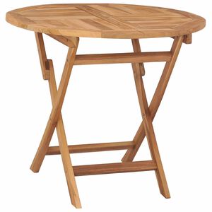 vidaXL Klappbarer Gartentisch Natur &Oslash; 90 x 75 cm Massives Teakholz
