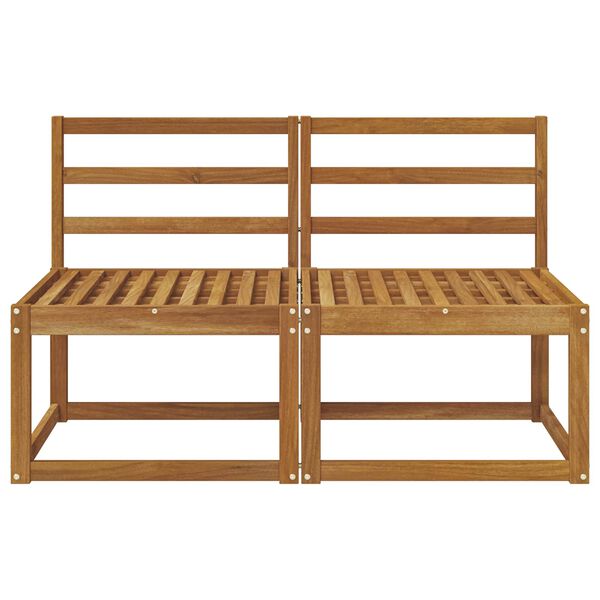 vidaXL 2 St&uuml;ck Outdoor Mittelsofa Massivholz Akazie Natur