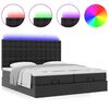 vidaXL Ottoman-Bett mit Matratzen & LEDs Schwarz 200x200 cm Kunstleder