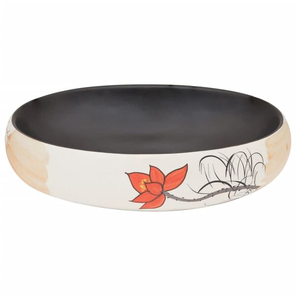 vidaXL Aufsatzwaschbecken Mehrfarbig Oval 59x40x15 cm Keramik