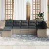 vidaXL Garten-Sofa-Set mit Kissen 7 pcs Hellgrau Poly Rattan