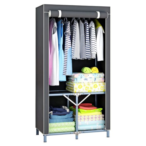 Practo Home Kleiderschrank 77x47x152 cm Grau