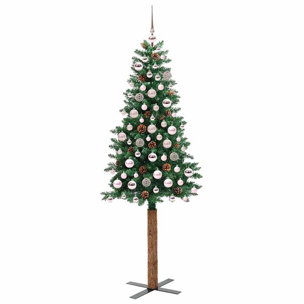 vidaXL Schlanker Weihnachtsbaum mit 300 LEDs mit Ständer Grün 180 cm