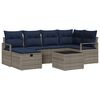 vidaXL Sofa Set 7 Stk. Grau und Marineblau Poly-Rattan