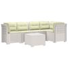 vidaXL 5-Sitzer Gartensofa mit Kissen Rattan-Look PP Wei&szlig;