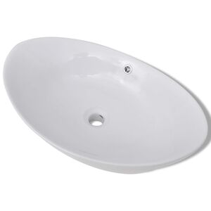 vidaXL Keramik Waschbecken Keramiksp&uuml;len &Uuml;berlauf Oval 59 x 38,5 cm