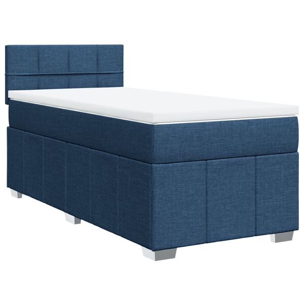 vidaXL Boxspringbett mit Matratze Blau 90x190 cm Stoff